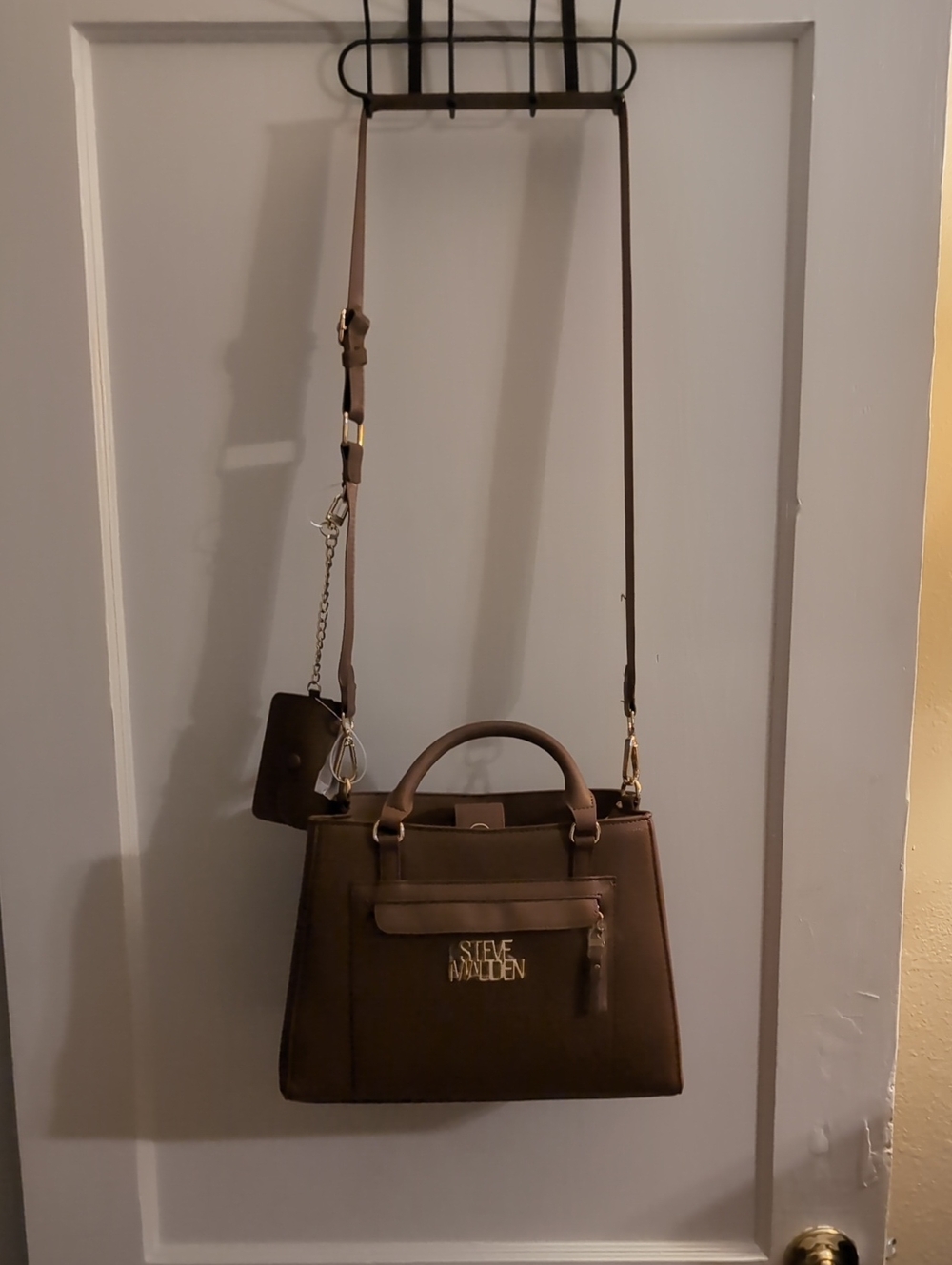 Steve Madden taupe structured satchel with detachable strap